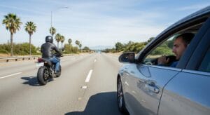 California motorcycle blind spot accident during lane change