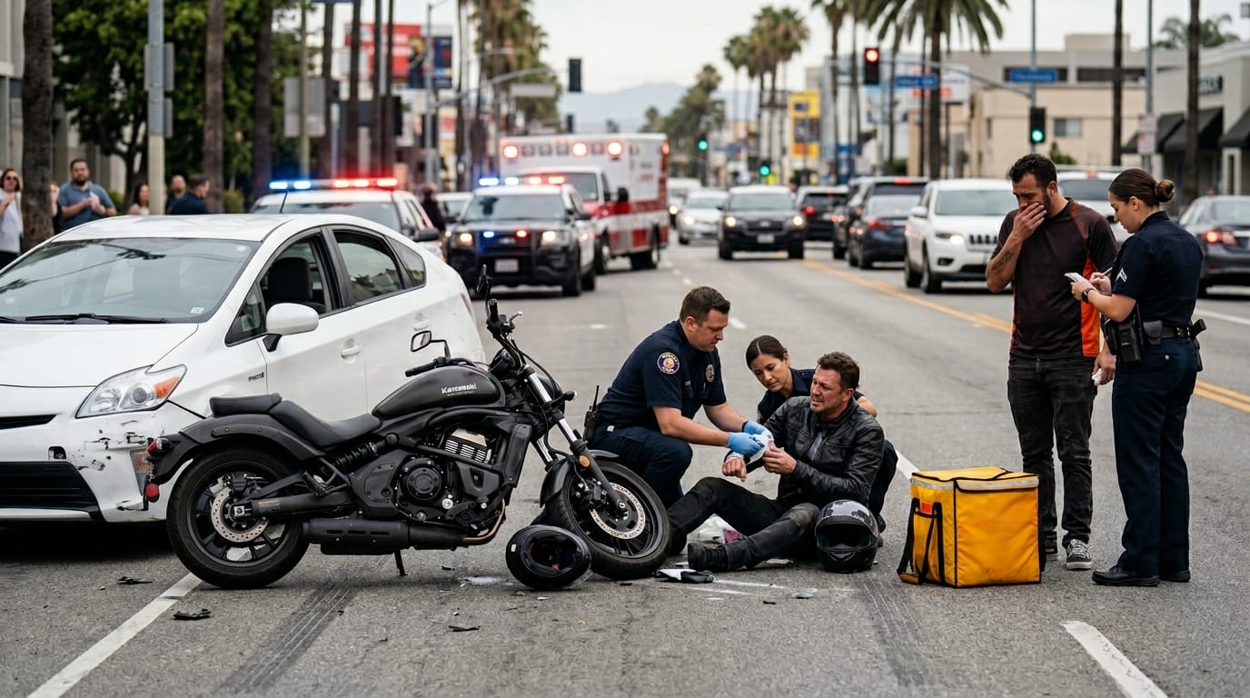 California Delivery Driver Motorcycle Accidents in 2026: App Distraction, Unsafe Stops, and Fault