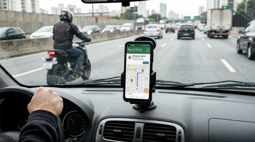 Delivery app and navigation screen that may become evidence in a motorcycle accident claim